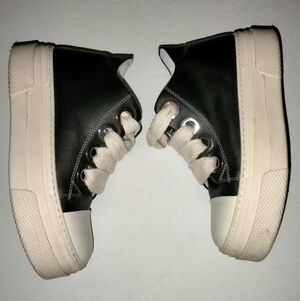 Cristianzerotre (Size 39/8.5-9) Black Leather Calipso 200 Lace Platform Sneakers